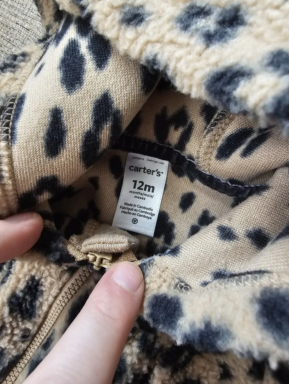 Carters Baby Leopard Sherpa Jumpsuit Size 12 Months